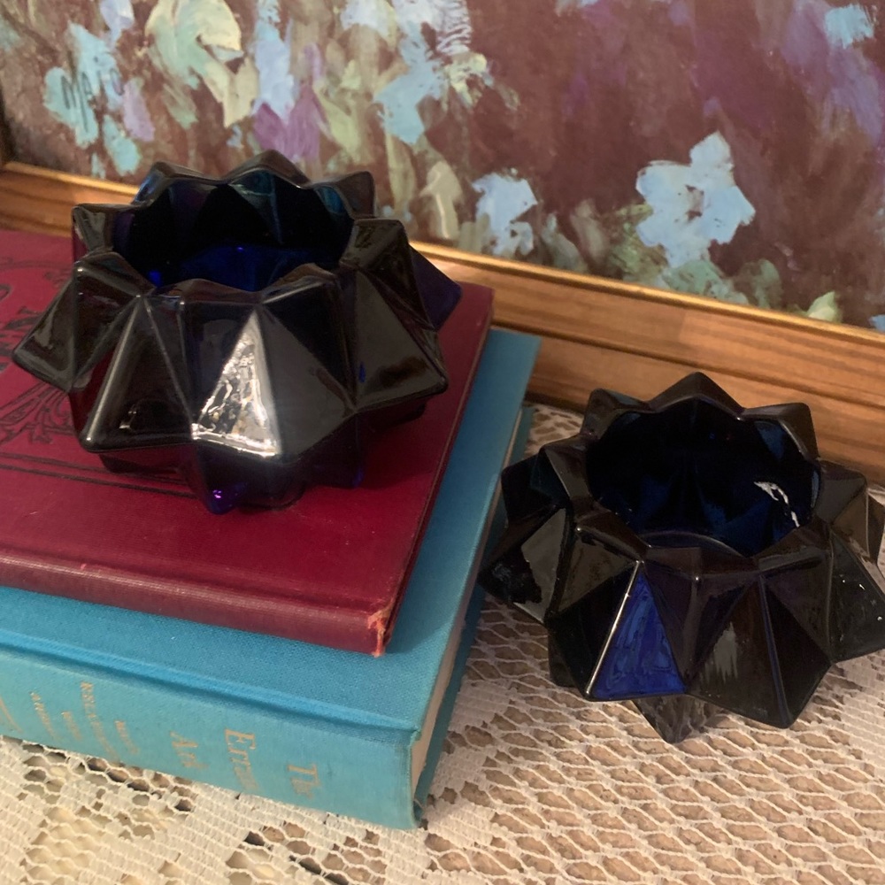 Cobalt blue candleholders
